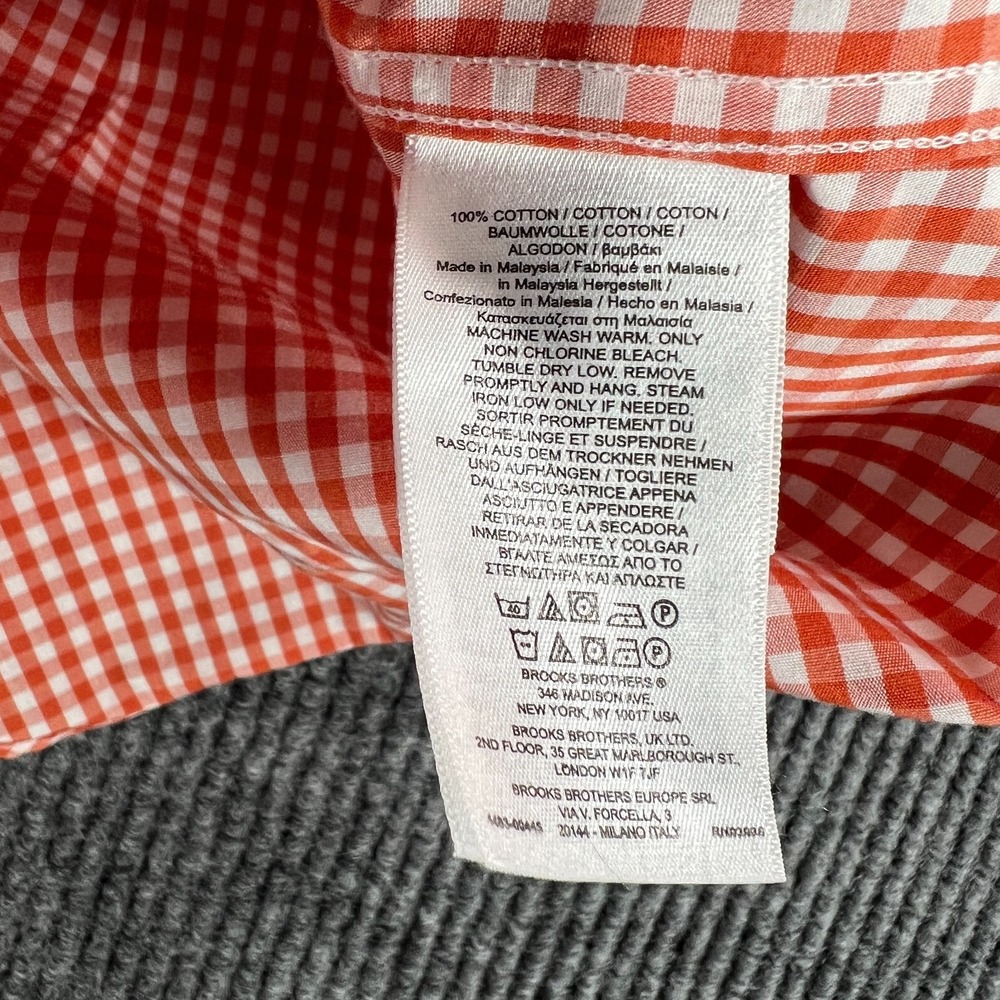 Brooks Brothers Shirt Boys XS Extra Small Orange Check Long Sleeve Button Down - Picture 12 of 13